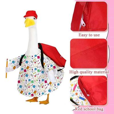 1Set Goose Outfit 23 Inch School Opening Porch Gooes Costume Set Lawn Goose Clothes for Home Yard Patio Garden Statue Decoration