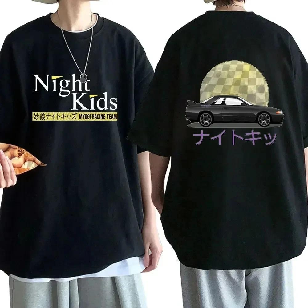 Anime Drift AE86 Initial D Double Sided T Shirt O-Neck Short Sleeves Summer Unisex R34 Skyline GTR JDM Manga T-Shirts