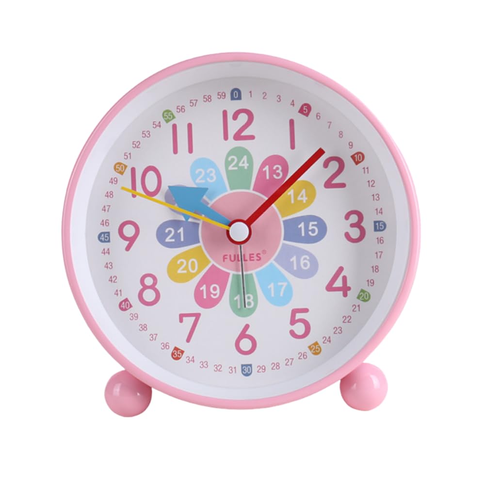 

ideamall Kids Analog Alarm Clock, Stylish, No Bell, with Light, 11cm Diameter (Pink)
