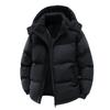 Men's Winter Color Block Hooded Jacket – Windproof Cotton Padded Coat with Plus Velvet Lining