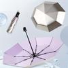 Silver 3 Fold Sun Umbrella UV Protection Women Silver Coated Compact Sun Rain Dual Use High Density Lightweight Portable
