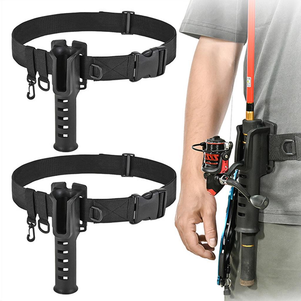 Nylon-Wathose mit Stangen-Einsatz Verstellbare Angelrutenhalter für Multirolle Hüft-Wathose-Gürtel Hüftgurt Rutenhalter