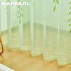1PC Green Transparent Window Screen Willow Leaf Pattern Offset Printing Curtain Tulle Sheer for Living Room Bedroom Balcony Home Decor NAPEARL