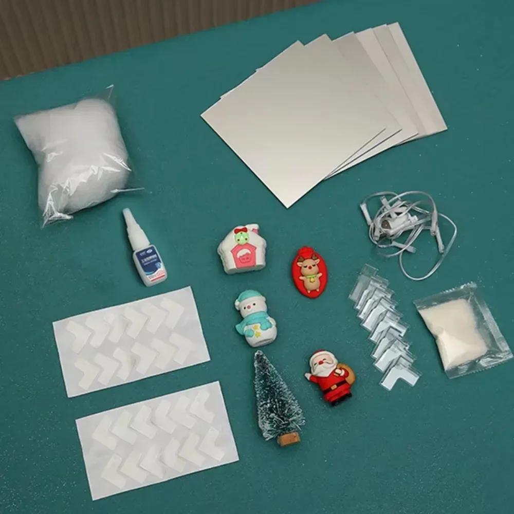 2024 Boże Narodzenie DIY Dekoracje Lustro i Lampa Kostki LED 3D Święty Mikołaj Bałwan Choinka Światła Bożonarodzeniowe DIY Materiał Zestaw Dekoracji Xmas