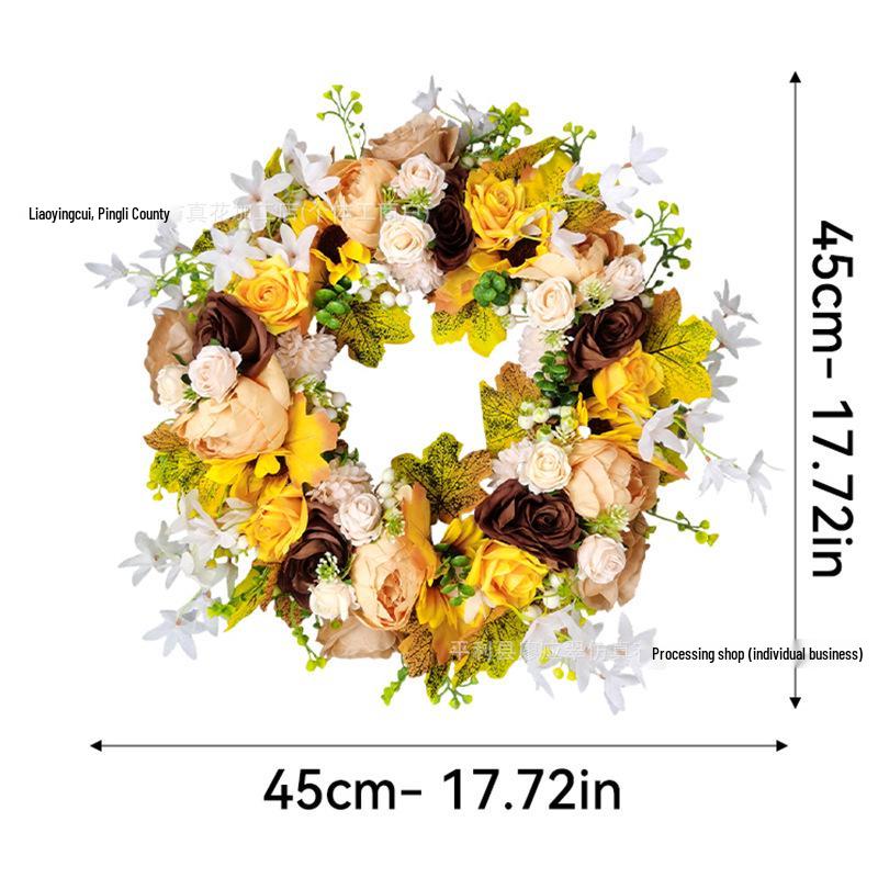 New Autumn Harvest Festival Wreath for Door or Wall - Thanksgiving Floral Home Decoration
