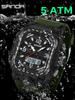 SANDA Luxury Brand Dual Display Men's Watch Luminous Waterproof TPU Soft Strap Large Dial Chronograph Calendar Sports Wristwatch
