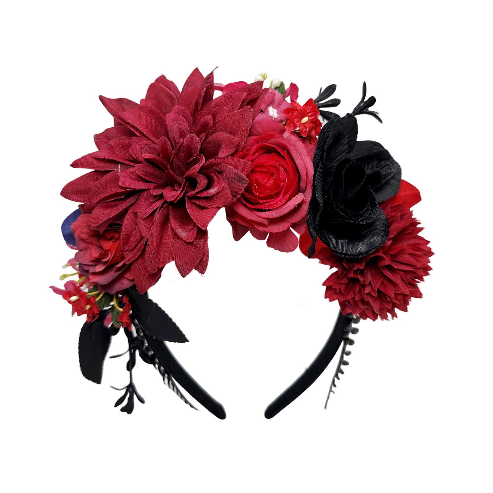 

European and American simulated flower headgear Halloween dance party flower headband vacation holiday dance bridal hair accessories