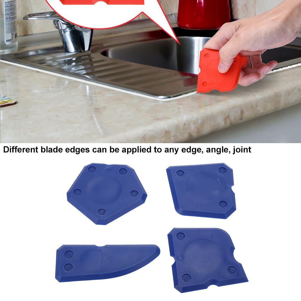 4PCS Caulk Tools Kit Silicone Glass Cement Scraper for Sealant Grout Finishing Sealing (Red)