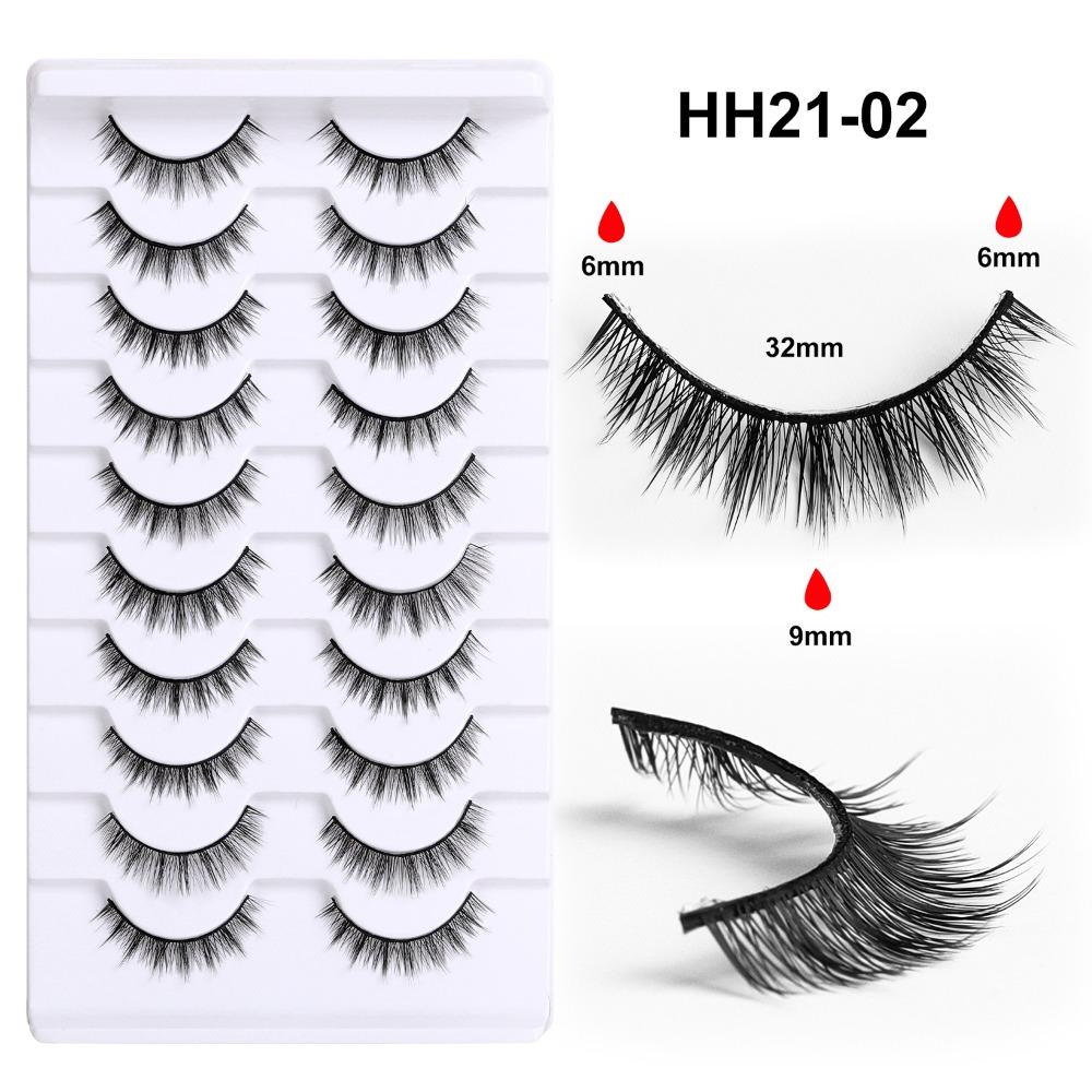 10 Pairs Fluffy Thick 3D Faux Mink Lash Glue Version Full Strip Lashes  Eye Lash Extension