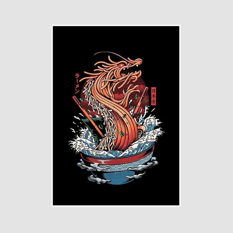 Japanese Food Guide Retro Posters Funny Noodles Poster Mural Wall Art Prints White Paper Art Painting Room Decoration Pictures Home Decor