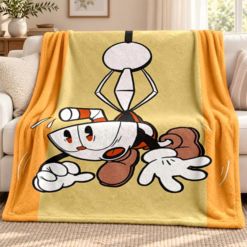 Cuphead blanket Flannel Blanket Soft Cozy Plush Throw for Sofa Bed Lightweight Home Decoration Outdoor camping