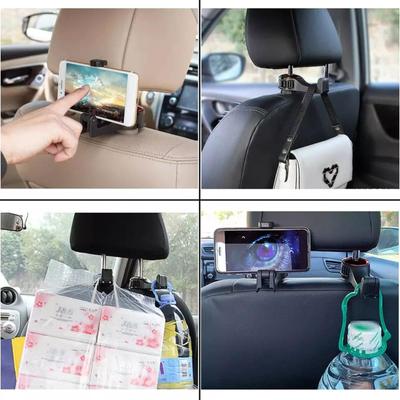 Car Back Seat Hook W/ Phone Holder & Bracket - 360. Headrest Multi-functional | Car Mobile Stan K9M5