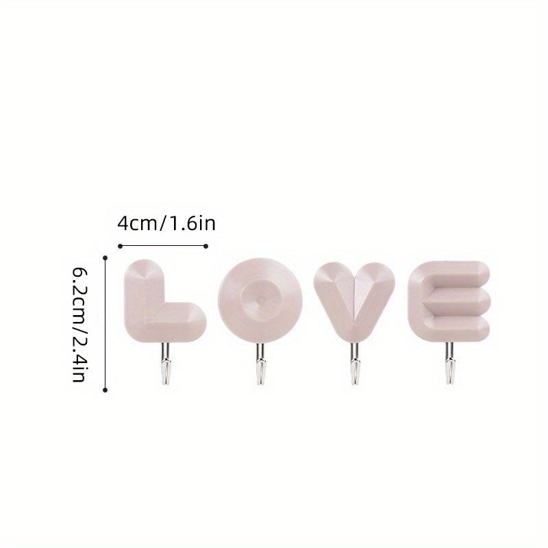 4pcs Per Pack Love Letters Hooks: Self-adhesive Home Storage and Decor Rack, Punch-free Key and Hat Holder, Wall-hanging Space-saving Hook
