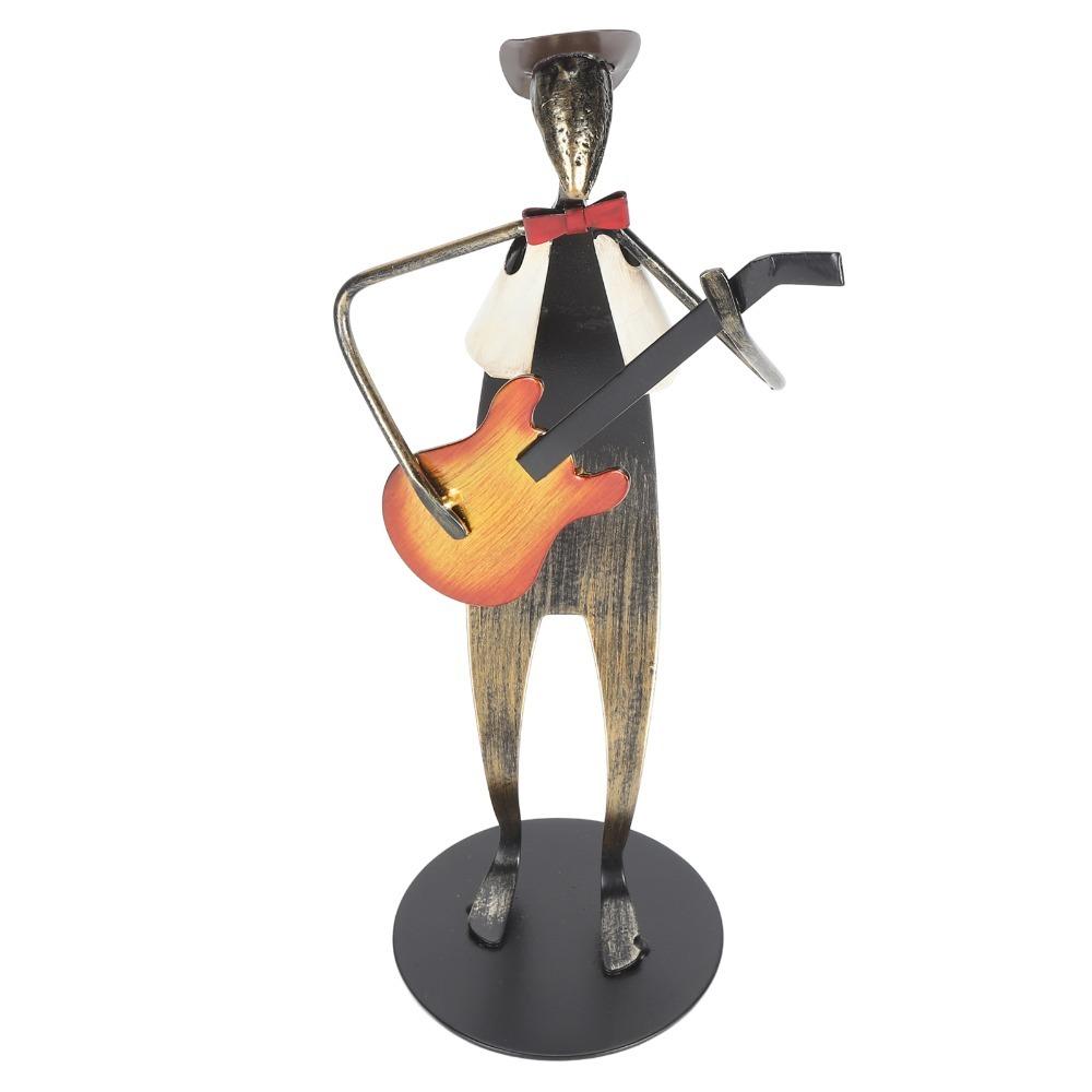 Matte Musician Sculpture Black Iron Figurine Statues Desktop Ornament Living Room