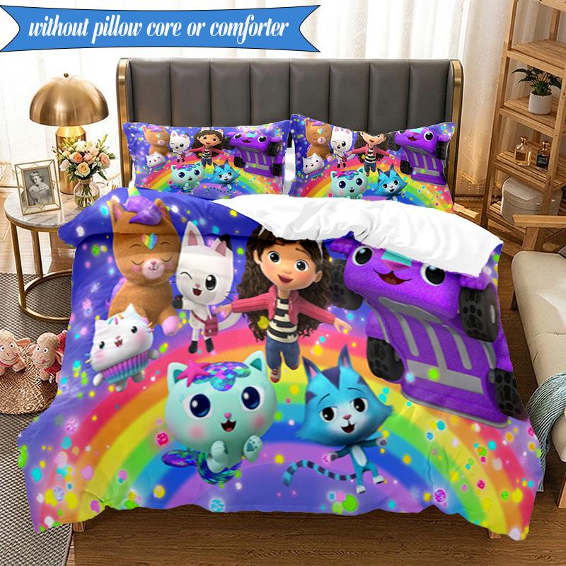 Rainbow Friends Dollhouse 3pcs K-pop Music Group Bedding set,Ideal for Bedroom, Dormitory,Including Duvet Cover And 2pcs Pillowcases,Fan Gifts
