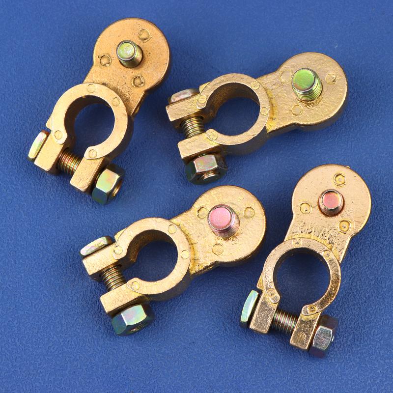 2Pcs M8 M10 Car Battery Terminal Wire Clamps Brass Positive Negative Top Post Connectors Battery Terminal Clips