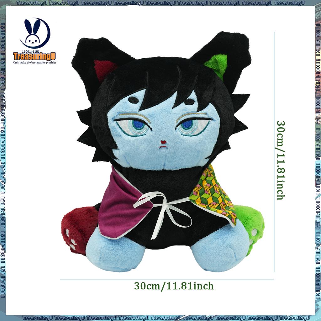 TreasuringU New Giyu Tomioka Plush Toy Cool Black Cat Stuffed Doll Soft Anime Plushies Fluffy Pillow Children Birthday Gift