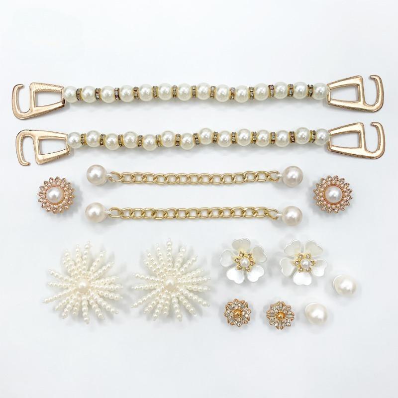 

14 шт. модные подвески для обуви набор аксессуаров дырка пряжка для обуви кисточка жемчуг бриллиантовая цепочка DIY 3D украшения для обуви