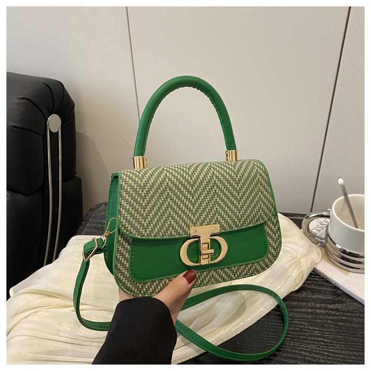 Splicing popular lock 2025 large-capacity new large-capacity fashionable simple crossbody portable shoulder women's bag