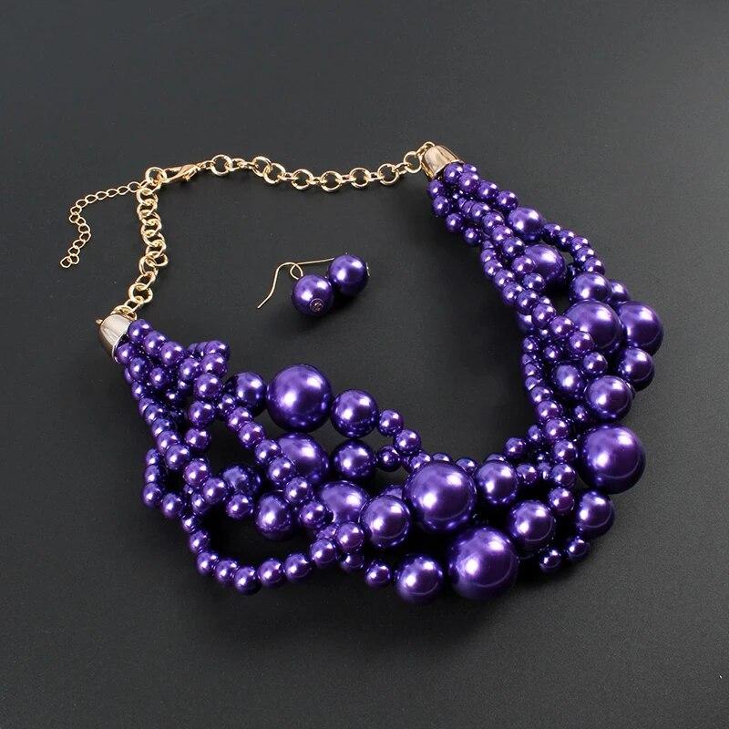

Многослойное фиолетовое ожерелье и кулон с бусами, модная цепочка-чокер, Африканский воротник, нигерийские свадебные индийские комплекты ювелирных изделий