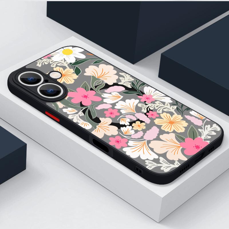 Magnetic Colorful Flower Phone Case For iPhone 15 16 Pro Max 14 13 12 Pro 11 For Magsafe Wireless Charge Soft Edge Acrylic Cover