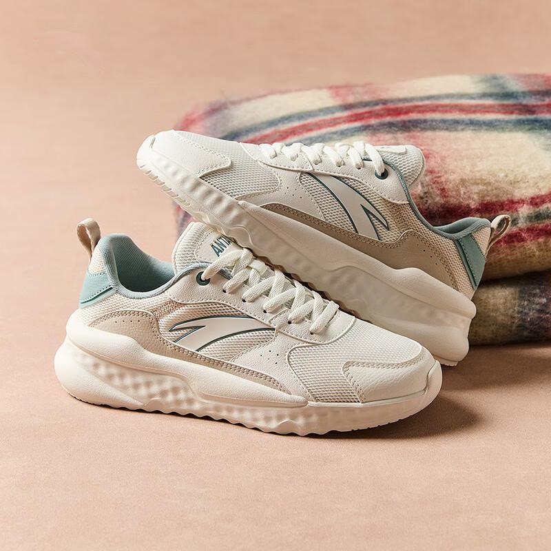 New Anta Unruly Series Non-slip Wear-resistant Shock Absorption Low-Top Casual Shoes Women's White Gray Cyan 922448816-1