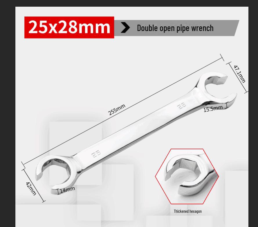 Dual Head Hex Open-End Wrench for High-Pressure Oil Pipe and Brake Pipe Disassembly