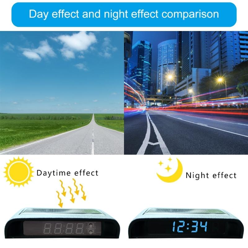Solar Energy Charged Car Dashboard Clock with Luminous Hands Convenient Solar Powered Vehicle Clock for Night Time Use