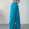 Women's Straight Leg High Waisted Drawstring With Pocket Solid Color Pants
