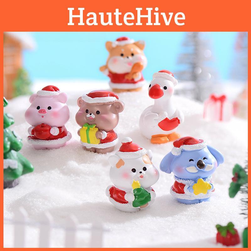 Cute Resin Christmas Animal Figurines For Diy Snow Scenery Craft And Gifts