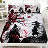 1pc Japanese Samurai Fitted Sheet 100% Polyester Durable Bed Sheet NO Pillowcases for Home Bedroom Decor Birthday Gift
