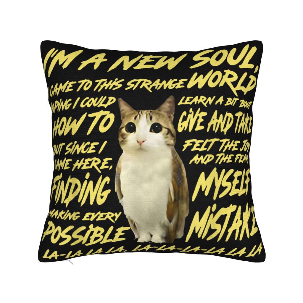 My Spirit Animal Funny Meowl Cat Owl Pillowcase Printed Cushion Cover Gift Meme Brainrot Throw Pillow Case Cover Home Zippered