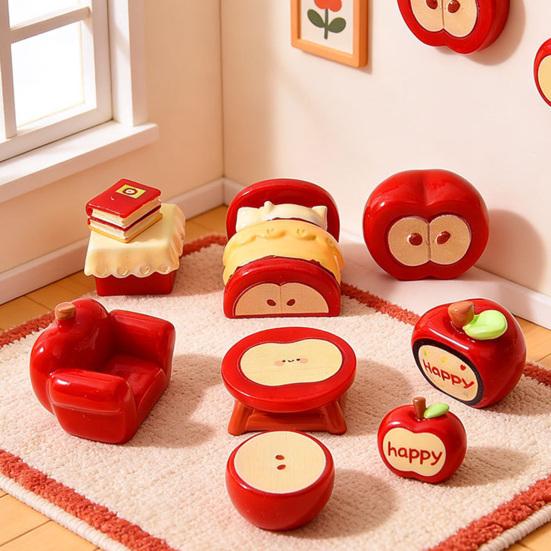 Miniature Dollhouse Furniture Accessories Mini Resin Fruit Theme Sofa Bed Table Bookshelf Statue for Fairy Garden Micro Landscape Home Decor