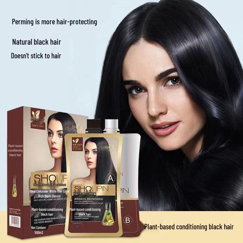 Plant-Based Hair Dye Cream: Non-Staining, Gray Hair Coverage, Home Use, 500ml (Pack of 2)