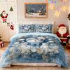 3pcs Blue Merry Christmas Cartoon Snowman Print Coreless Bedding Set Multi Size Bedding Decoration Comfortable Machine Washable