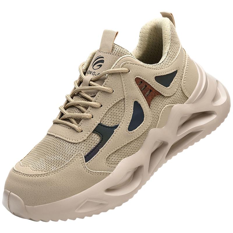 

Construction Safety Work Shoes Steel Anti-smash Construction Shoes Indestructible Non-slip Sneakers Breathable Footwear 38 бежевый