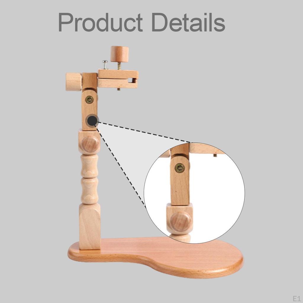 Embroidery Hoop Stand Ornament Easy to Use Accessory Rotated Support Rack Beech Wood Cross for