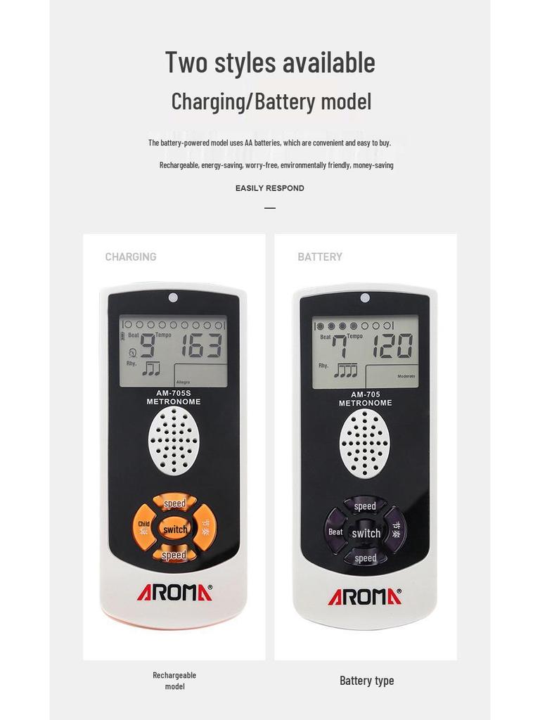 AROMA Anoma AM705 Multi-Instrument Metronome: Piano, Guitar, Drum, Guzheng, Violin