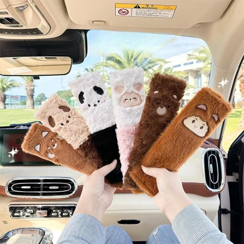 Automobile Safety Belt Decoration Cartoon Animal Seatbelt Cover Shoulder Pad Plush Automobile Accessories Car Decorations