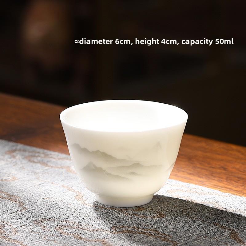 Suet Jade Porcelain Kung Fu Tea Master Cup Household White Porcelain Tea Small Gu Cup Ceramic Single Cup Tea Cup Tea Set