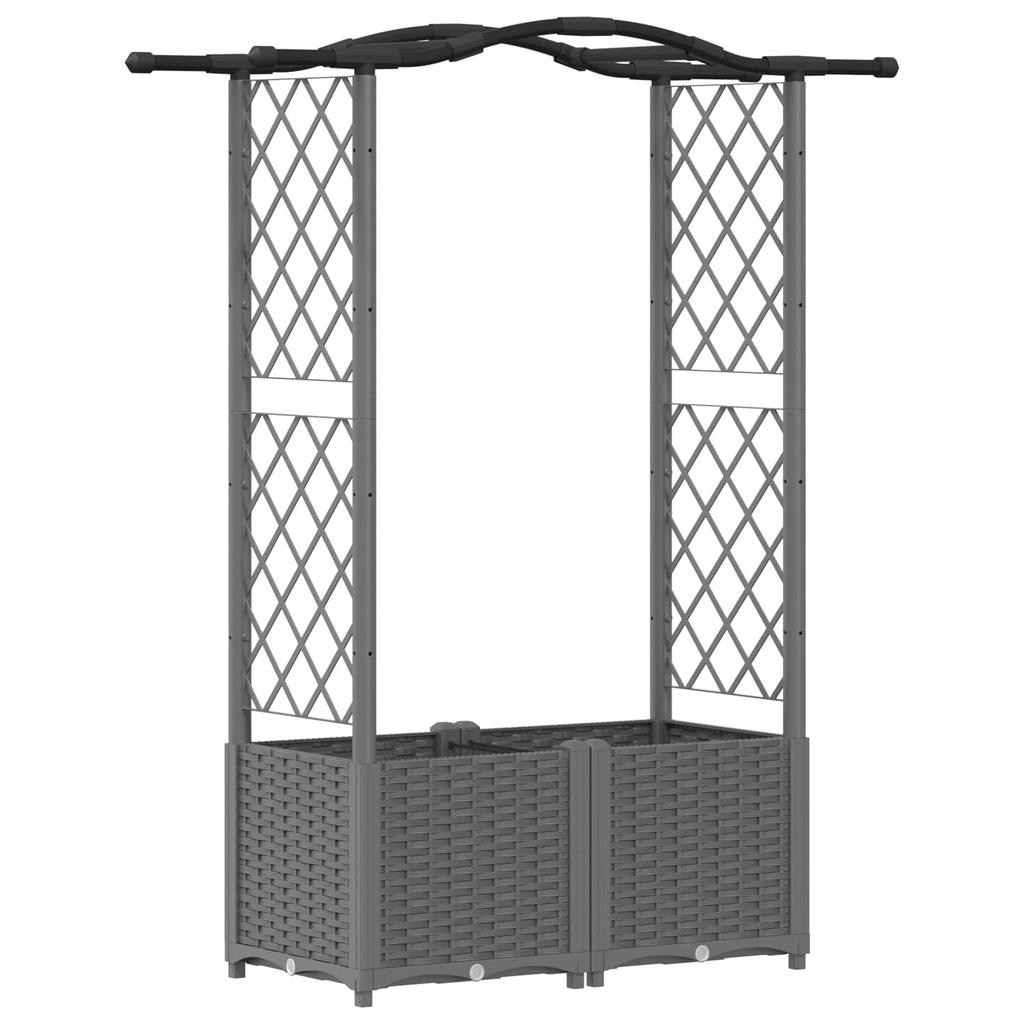 Raised Garden Bed with Trellis and Hanging Roof Light Grey 125 X 40 X 138 Cm PP