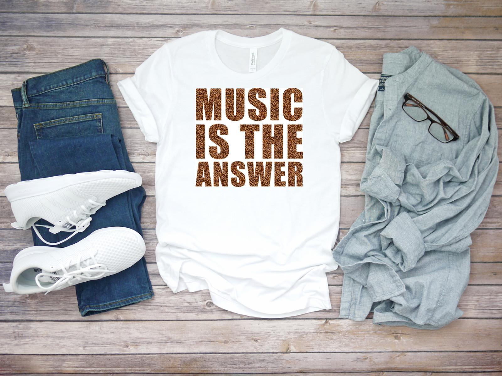 Music is the answer Short Sleeve White Men T-shirt K1012 L