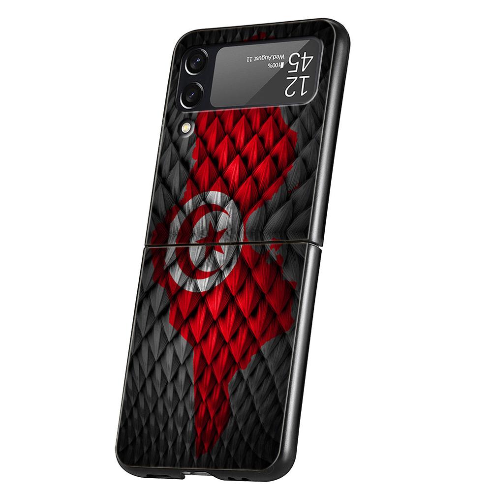 

Tunisia Flag Hard PC Phone Case For Samsung Galaxy Z Flip 5 4 3 Black Cover For Galaxy Z Flip 6 Foldable Shockproof Cases Capas Z Flip 3