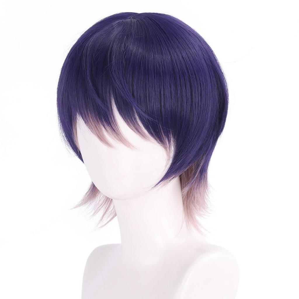 Kenmochi Toya Cosplay Wig, Purple Gradient Short Heat Resistant Synthetic Hair for Halloween Party