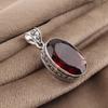 Mozambique Garnet Gemstone Silver Pendant 1.8" , 925 Sterling Silver Handmade Vintage Pendant For Women PP-71-3