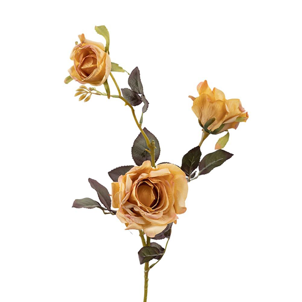 Add a Touch of Elegance with 3 Head Dry Burnt Rose Artificial Flower