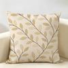 Minimalist Beige Vine Leaf Cushion Cover Durable Hypoallergenic Organic Linen Short Pillow Cover Washable