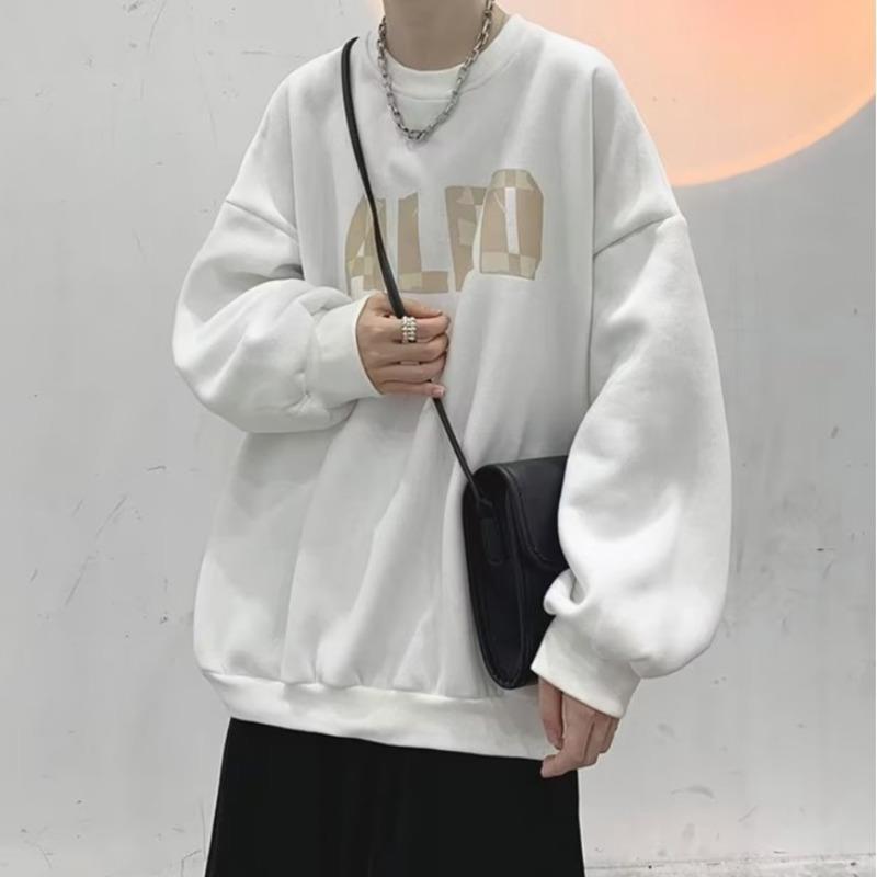 Men's Trendy Spring & Fall Crew Neck Sweatshirt - Hong Kong Style Loose Fit, Versatile, High Street Fashion.