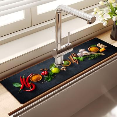 1Pcs Quick-drying Fruit Drying Pad, Very Suitable For Home Decoration And Bathroom, Faucet Absorbent Pad, Bathroom Faucet Splash Pad