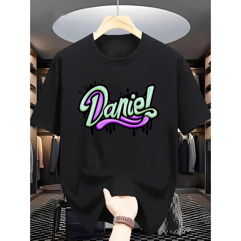

European sizes Summer Men s Fashion Pattern Short Sleeve T-shirt with Letter Pattern Print 4XL